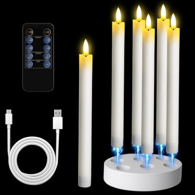 Led kaarsen - Vlamloze kaarsen - Sfeervol decoreren - Oplaadbaar met timer - 6 stuks - Wit