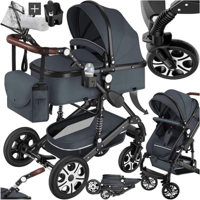 2-in-1 Kinderwagen Set - Multifunctionele Babywagen met Voetenzak, Regenhoes en Accessoires