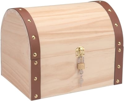 Houten kist - Set van 2x stuks - met hangslotje - 27 x 18 x 20 cm - opbergkistje - zelf te beschilderen/decoreren
