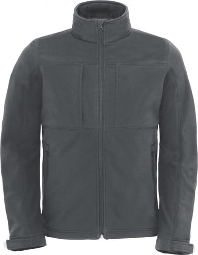 Outdoorjas Hooded Softshell/men met afneembare capuchon B&C Collectie maat M Donkergrijs