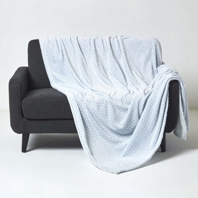 Homescapes Mora Fluwelen Jacquard Deken - Sprei Lichtblauw, 130 x 160 cm