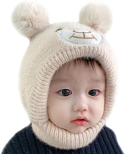 Babymuts - Wintermuts - Gebreide muts - Warm en zacht - Voor jongens en meisjes - Herfst en winter - Beige,BOOSHMall