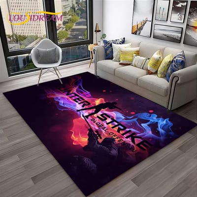 3D CS GO Spel, Counter Strike Gamer Tapijt Vloerkleed voor Huis Woonkamer Slaapkamer Sofa Deurmat Decor, Kinder Vloerkleed Antislip Vloermat 40x60cm