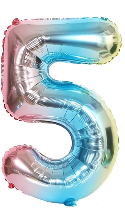 Dailygoods- Folie Ballon 32 Inch - Cijfer 5 - Regenboog Gradiënt - Verjaardag Decoratie - Heliumkwaliteit - Hoge Kwaliteit Aluminium Film - Cijferballon