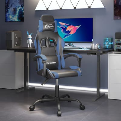 vidaXL - Gamestoel - draaibaar - kunstleer - zwart - en - blauw