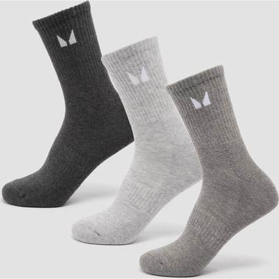 MP Unisex Crew Socks (3 Pack) - Grey - UK 2-5