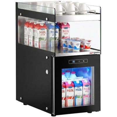 GGM Gastro Milchkühlschrank - mit Schlauchdurchfühung - 15 Liter - 2 beheizte Tassenablagen - Digital