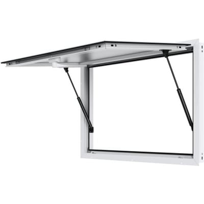 VEVOR Food Truck Raam 915 x 610 mm Aluminiumlegering Food Truck Service Raam, Draaibaar tot 85° Serveerraam met Luifeldeur en Trekhaak, voor Food Trucks en Food Trailers