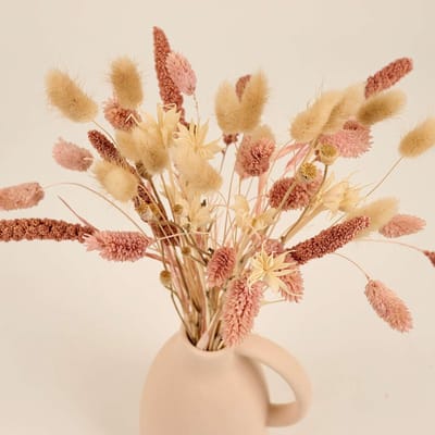Droogbloemen Set - Gedroogde Planten - Tafeldecoratie - Natuurlijk Tijdloos - 43 Stelen - Roze