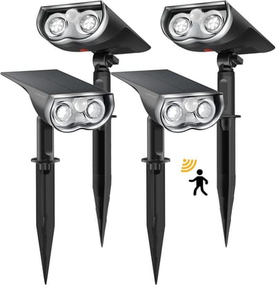4x Stuks Koudwitte Buitenlampen op Zonne-energie met Bewegingssensor