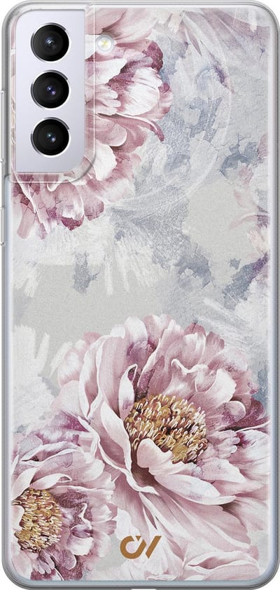 Hoesje geschikt voor Samsung Galaxy S21 hoesje - Floral Print - - Beige - - Casevibes