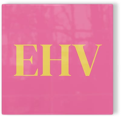 Tegeltje Eindhoven EHV - roze geel - tegeltje stad - tegeltje met tekst
