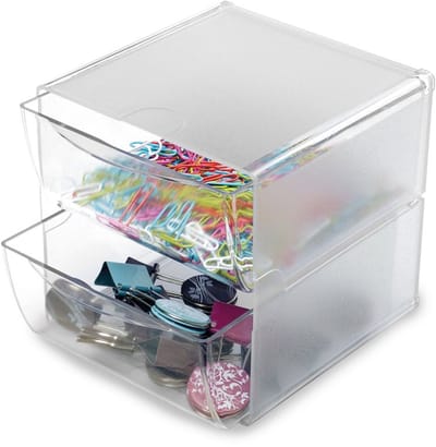 deflecto organisatiebox Cube, 2 vakken, glashelder, 153×153×153 mm