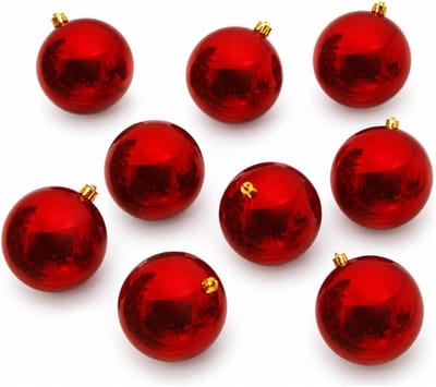 Decoris Kerstbal - 10x - rood - groot - 14 cm - kunststof - glans - kerstversiering