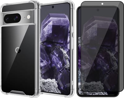 Hoesje geschikt voor Google Pixel 8 - Privacy Screenprotector Volledig Dekkend Glas - Shockproof Transparant