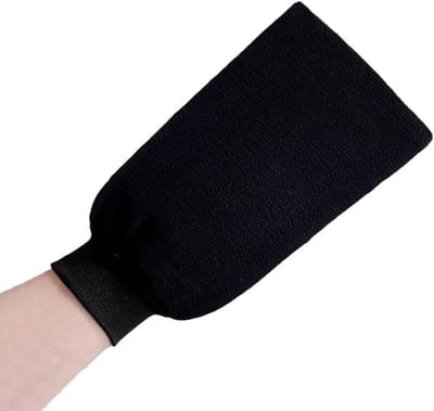 Exfoliatiehandschoen voor een Gladde Huid, Dubbelzijdig Gebruik, Versterkt en Met Manchetdesign, Zwart en Effectief voor Dode Huidcellen