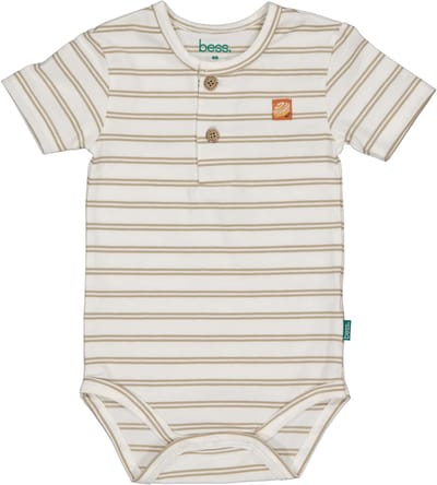 B.E.S.S. Baby jongens Shirt Romper beige/zand maat 56