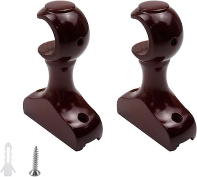Woogim Houten gordijnbeugels raamgordijn enkele houders voor raambeslag roedehouders 29 mm/1,1 inch 2 stuks (roodbruin)