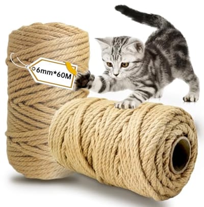 Natuurlijk Sisaltouw voor Kattenbomen - 60 m x 6 mm, 2 Stuks - Duurzaam en Multifunctioneel