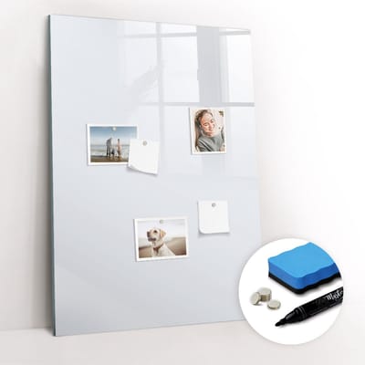 Tulup Whitebord - Kleur Donker Wit Magneetbord - 70 cm x 100 cm - Magnetisch Wandbord - Organizer Muur - Foto Magneetbord - Notitiebord Werkplek - Gratis 5 Sterke Magneten + Whiteboard Marker & Wisser - Memo Magneetbord - Memobord Keuken