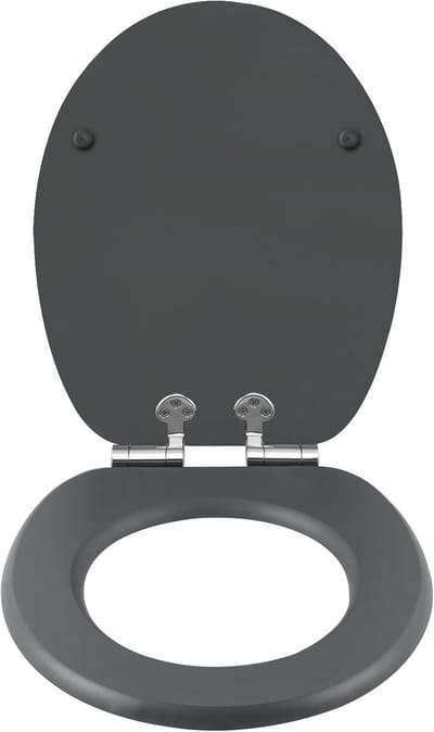 Toiletdeksel met Softclose en Quick-Release functie voor Eenvoudige Montages en Reiniging - Antibacterieel MDF in Antraciet
