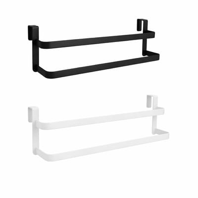 Handdoekhouder Zonder Boren – Deurhanger voor Keukenkast – Handdoekstang / Theedoekhouder– Zwart & Wit