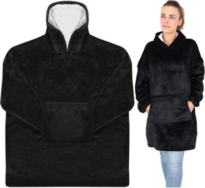 Without Lemon - Unisex - Oversized Warm Hoodie - 2 in 1 Deken - Warm - Deken met Armen - Oversized Hoodie Blanket - Sinterklaas cadeau - Kerst Tip - Kerstcadeau - Zwart - One Size