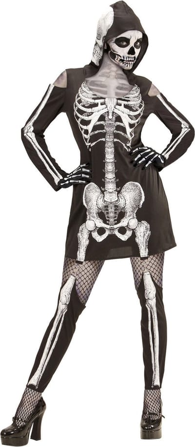 Skeletjurk met schedel voor dames