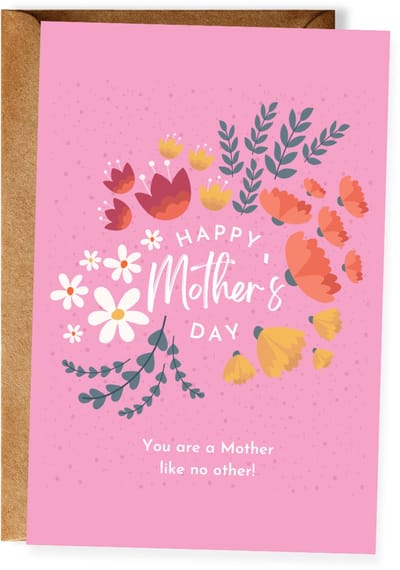 Moederdagkaart - Fijne Moederdag – Happy Mother's Day - Wenskaart voor mama - Bloemen - Ansichtkaart - (10x15 cm incl. envelop)