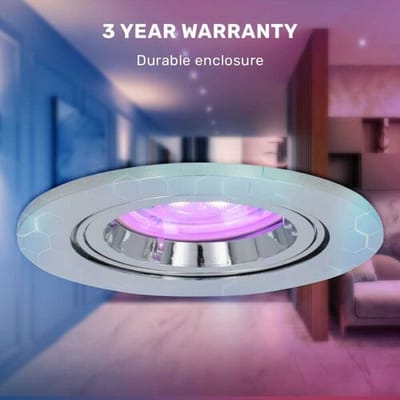 Hoftronic Smart Maya - LED inbouwspot Smart - WIFI + Bluetooth - RGBWW (16 miljoen kleuren) - Dimbaar en kantelbaar - Chroom - IP20 voor woonkamer, gang en slaapkamer - Spotjes verlichting - 5 Watt 345 Lumen - Rond Ø80 mm