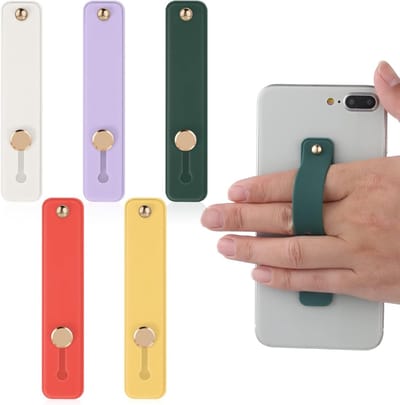 Vijfdelige telefoon grip siliconen vingerstrap - telescopische smartphonehouder voor alle smartphones in verschillende kleuren (geel, paars, wit, groen, rood)