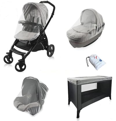 Klamboe voor babybed en kinderwagen - Universeel vliegennet met gratis beschermhoes - Ideaal voor thuis en onderweg