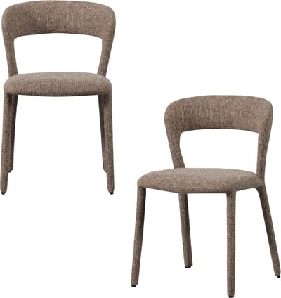 WOOOD Noble Eetkamerstoelen - Polyester - Zand Melange - Set van 2