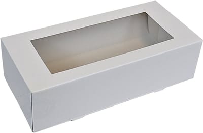 250x Gebaksdoos met venster wit 26x12x7 cm | Doos voor tompoucen, éclairs & cake
