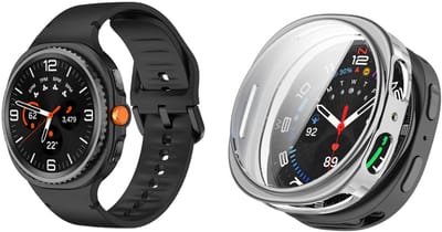 Strap-it Bundel: Siliconen Bandje met Gespsluiting (Zwart) + TPU Soft Case Hoesje (Zilver) – Comfortabel & beschermend – geschikt voor Samsung Galaxy Watch 8 (40mm)