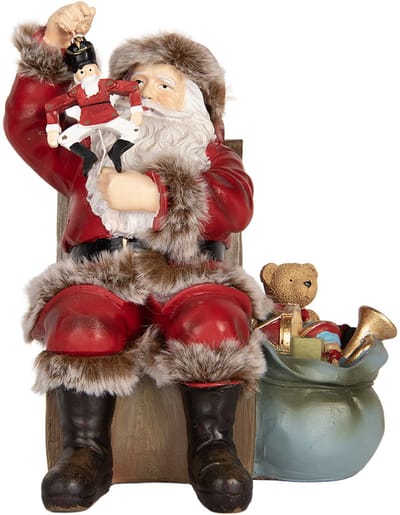 Clayre & Eef Beeld Kerstman 16x13x19 cm Rood Kunststof