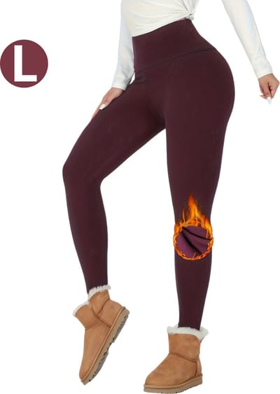 Bovista Gevoerde Panty - Legging - Hoge Taille - Winter Panty - Fleece panty - Thermo Panty - Warme Panty - Elastisch - Bordeaux Rood Maat L