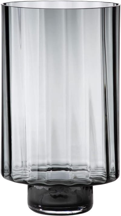 Decoratieve Windlicht - Grote Lantaarn - Sfeervol Huis - Handgemaakt Rookglas - 30 cm Hoog - Grijs Zwart