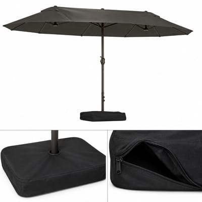 Jurrys dubbele Parasol - Tuinparasol - Zonnescherm - Inclusief Parasolvoet - UV-bescherming - Donkergrijs - Metaal - 460x270 cm XXL