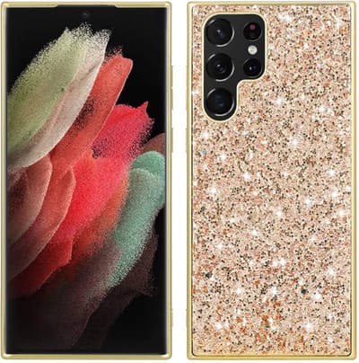 Coverup Hoesje - Geschikt voor Samsung Galaxy S24 Ultra Hoesje - Coverup Glitter Back Cover - Goud