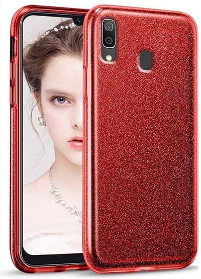 Backcover Hoesje Geschikt voor: Samsung Galaxy A01 Glitters Siliconen TPU Case rood - BlingBling Cover