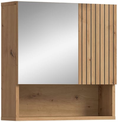Spiegelkast Badkamer - Artisan Eik Look - Ruime Opbergkast met Spiegels - 60x55x17cm