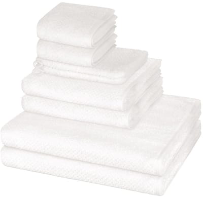 Cawö Sonstiges 2 X washandjes 2 X gasten- 2 X douche- 2 X handdoek - in set 8 pack Pure