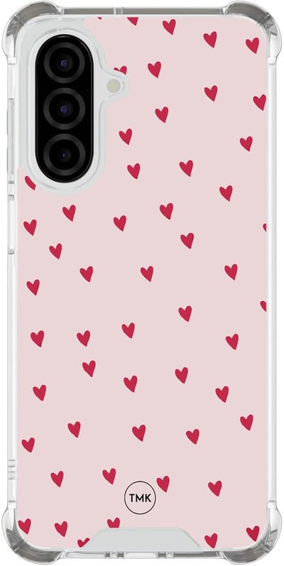 Shockproof hoesje geschikt voor Samsung Galaxy A26 - Cute hearts - Schokbestendig - Verhoogde randen - TPU case - Extra Sterke Back Cover - Print - Transparant, Roze