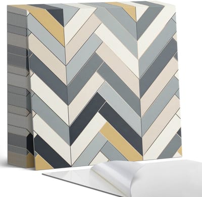 Coloray Plaktegels - Visgraatpatroon Zelfklevende Tegels - 20 cm x 20 cm - Grijs Plaktegels - 20 stuks - Vierkant PVC Tegels - Plaktegels Badkamer - Plaktegels Vloer - Vinyltegels Vloer Zelfklevend - Wandtegel Zelfklevend