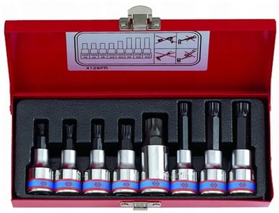 King Tony Spline Bit Dop Dop Set 1/2" M5-M16 Metaal 8 Delig