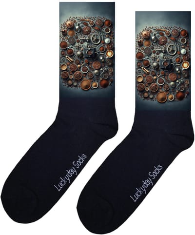 LuckyDay Socks - Koffie - Grappige sokken - Origineel cadeau - Verjaardag cadeau - Trend nu - Opkikker - Vrolijke sokken - Cadeautje - Grappig cadeau - Koffiebonen - Espresso - Cappuccino - Latte - Kerstcadeau - Vaderdag - Moederdag - Maat 37-44