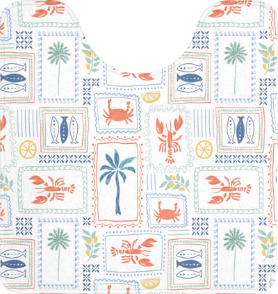 WC mat met uitsparing 55x60 cm - Antislip - Zee - Zomer - Krab - Patroon - Toiletmat met uitsnijding - Vloermat - Douchemat - Toilet tapijt - Toiletmatten