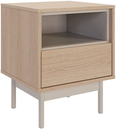 Selsey Layen – Nachtkastje met lade en open vak, eikenhoutlook / kasjmiergrijs