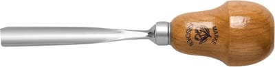 Rechte Snijbeitel - Houtsnijgereedschap - Precisiehoutbewerking - Ergonomisch perenhouten handvat - 2 mm breedte - Bruin/Zilver